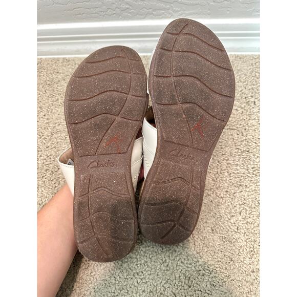 CLARKS | Roseville Bay White Leather Slide Sandals NWT | Size 10W - Picture 7 of 7